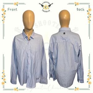 John Peter London 3XL Blue White Stripe Multicolor Dot Button Down Long Sleeve